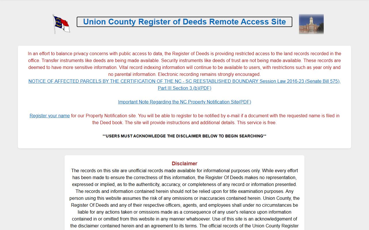 Union County Clerk of Superior Court records Register of Deeds distinction