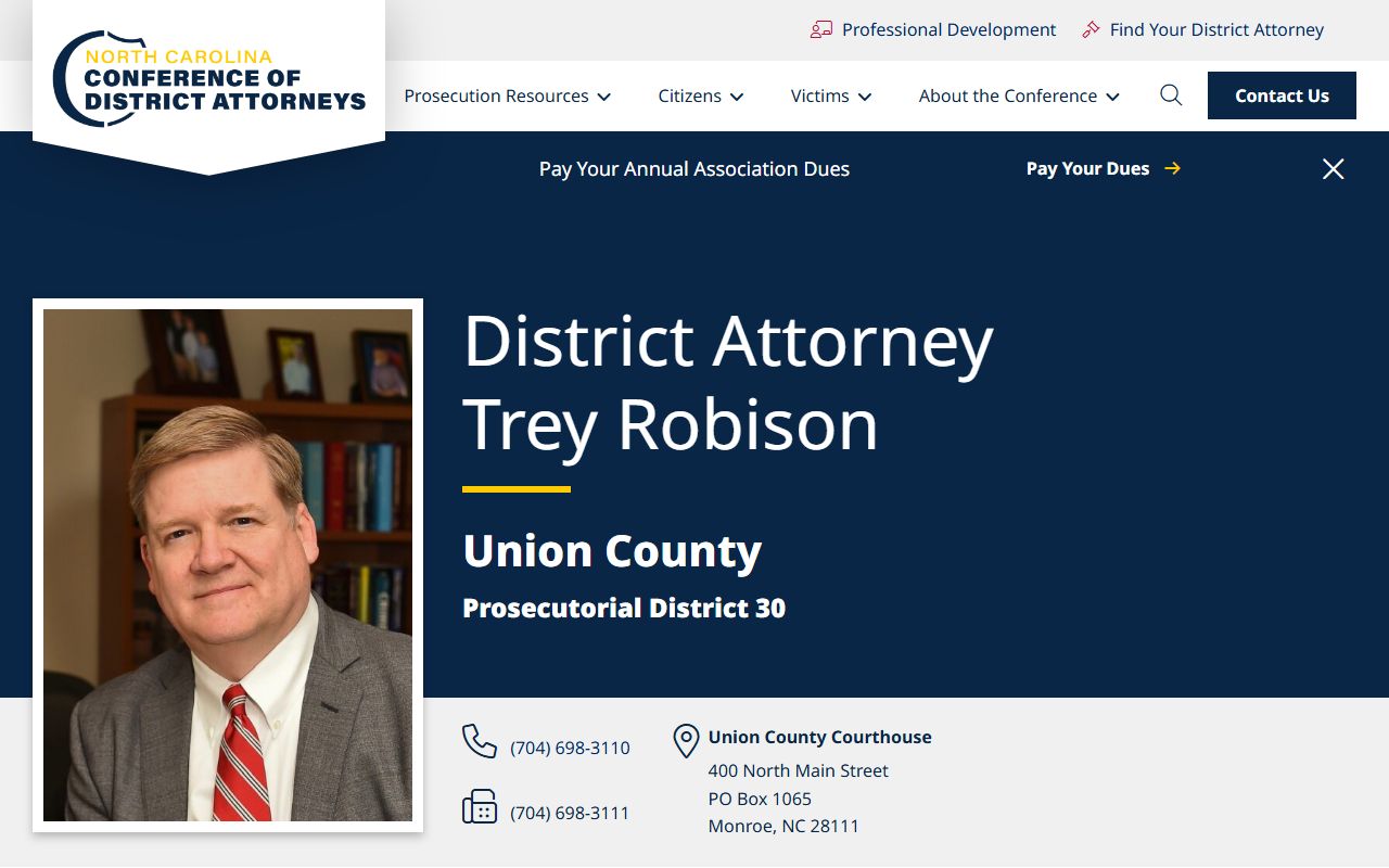 Union County arrest records Prosecutorial District 30 District Attorney