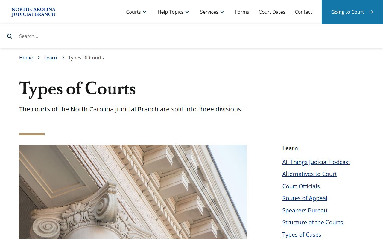 Union County court dockets types of North Carolina courts