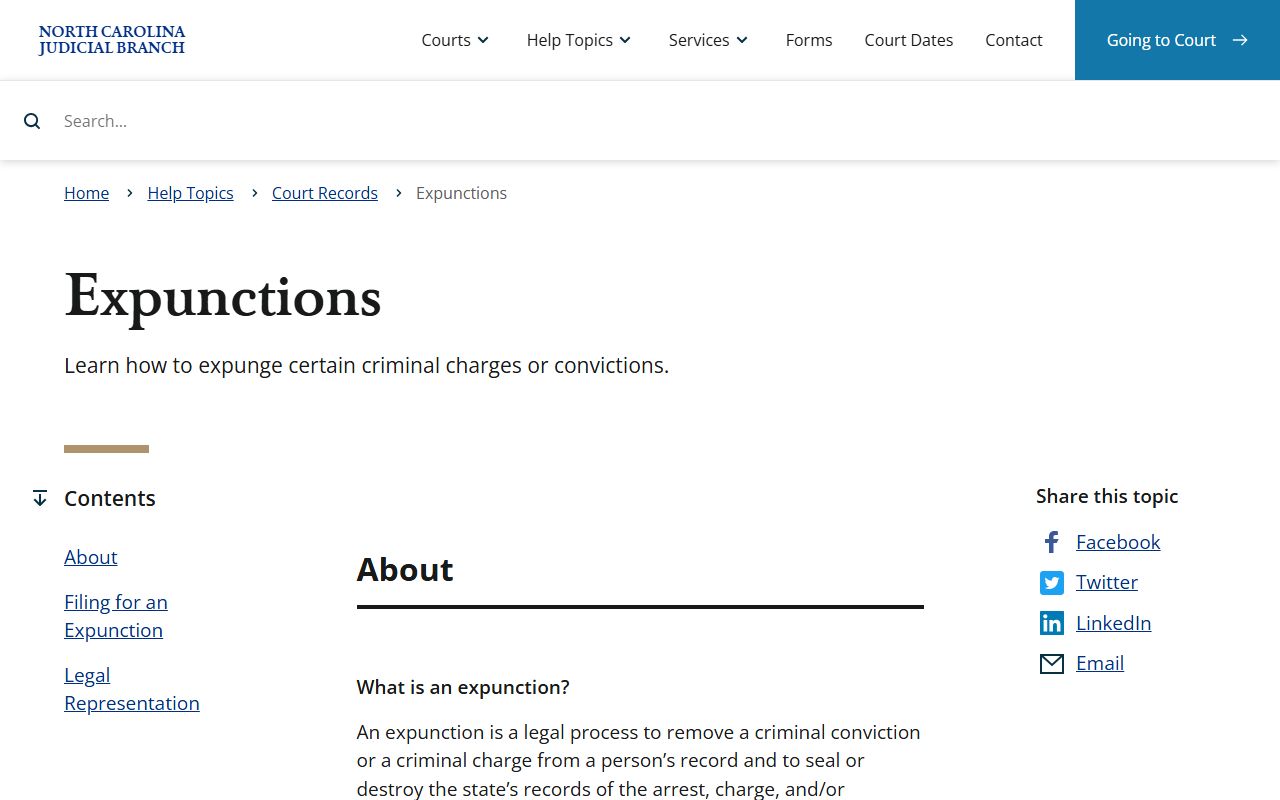 Union County criminal court records N.C. expunction help topic