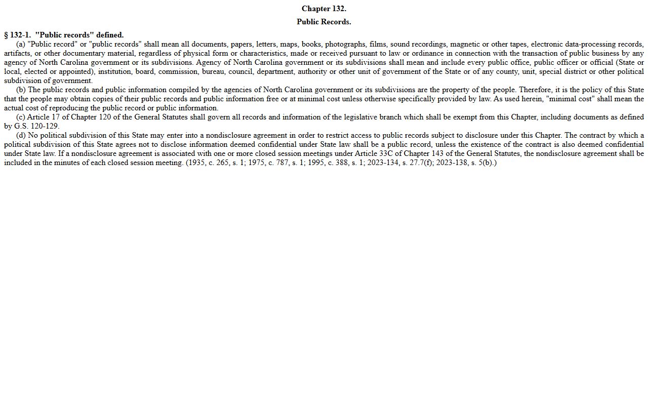 Union County criminal court records North Carolina public records definition