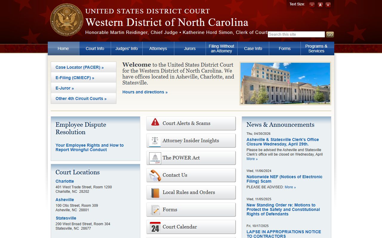 Union County District Court records Western District of North Carolina