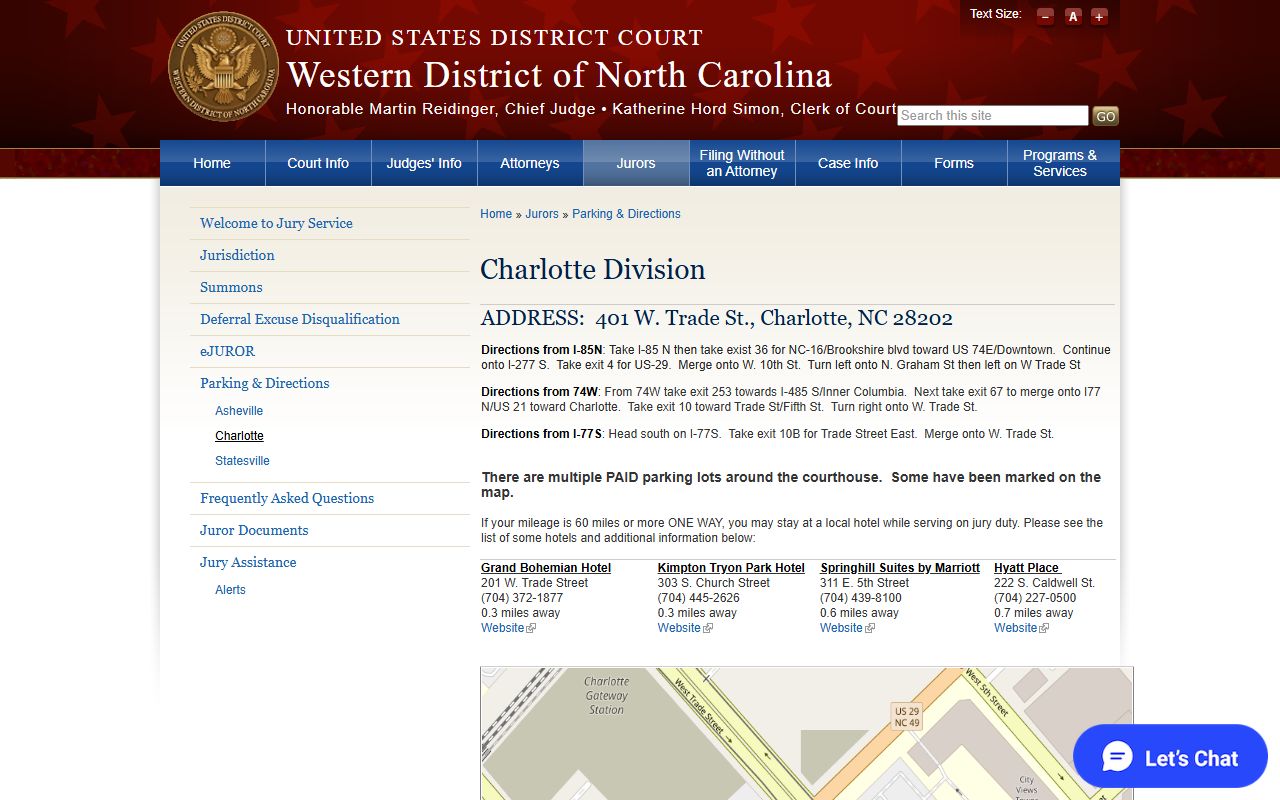 Union County District Court records Charlotte Division federal court