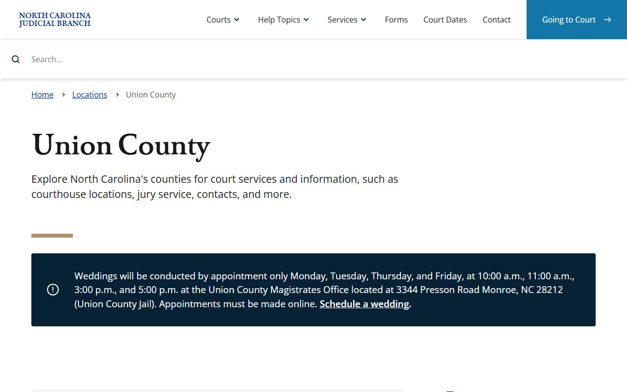Union County Court records Judicial Branch landing page