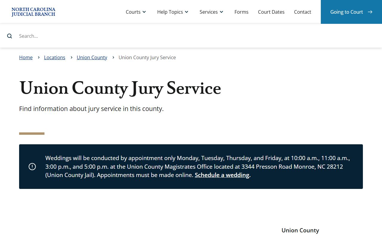 Union County Court records jury service source