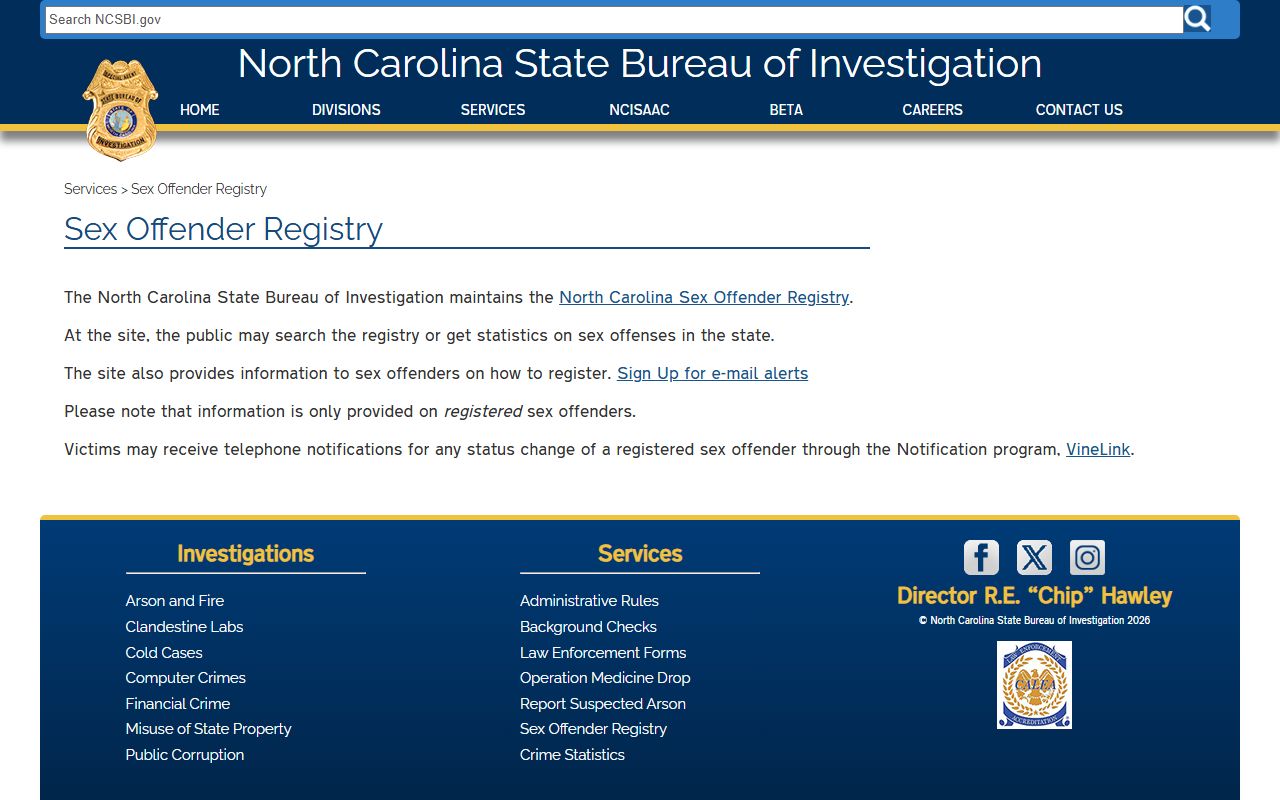 Union County inmate records NCSBI sex offender registry information