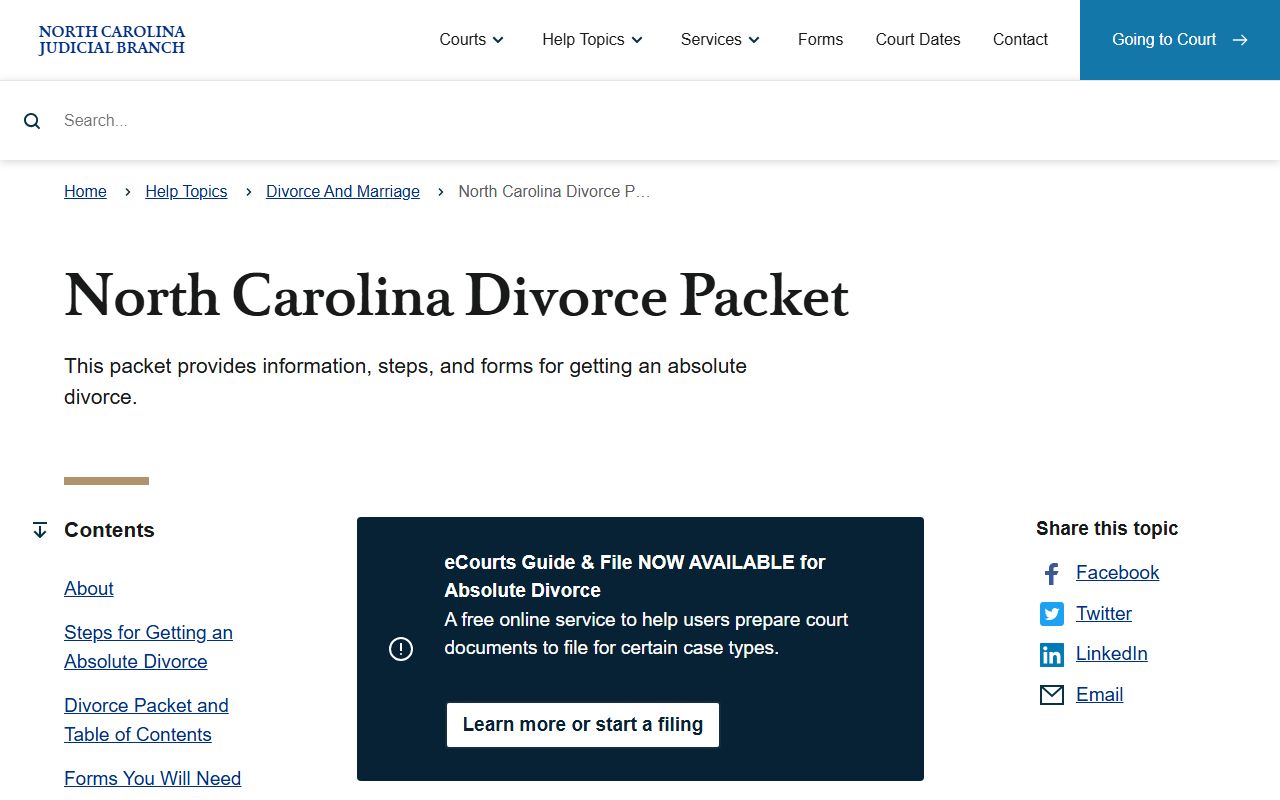 Union County marriage and divorce records North Carolina divorce packet