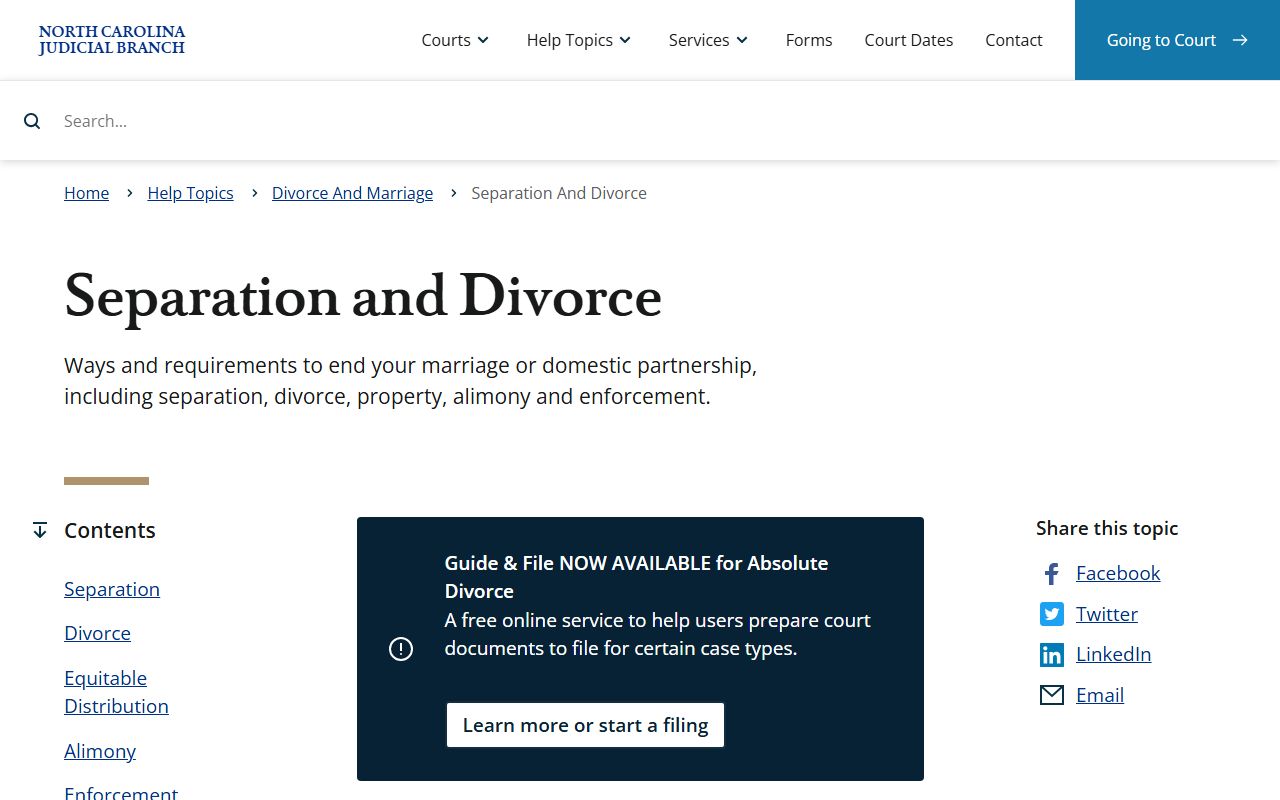 Union County divorce records North Carolina separation and divorce information